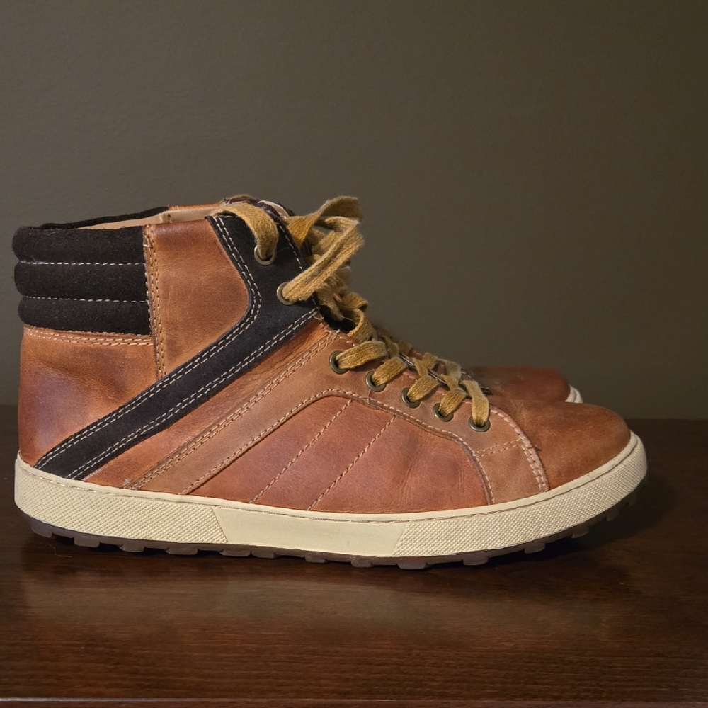 Men's Steve Madden P- Caler Size 10.5 Tan Leather Hi Top Fashion Sneakers
